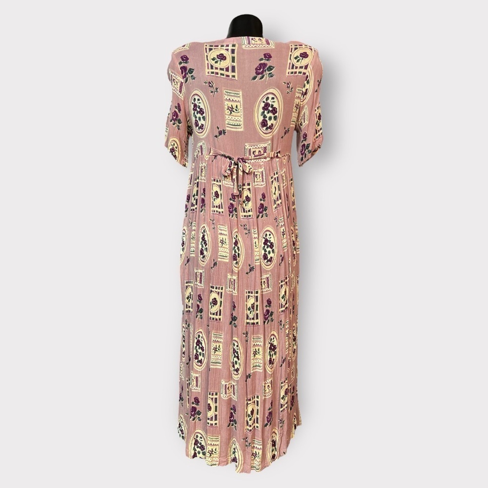 La Cera VINTAGE 80s 90s Midi Pocket Dress Small OVERSIZED Single Stitch Floral - Picture 3 of 8